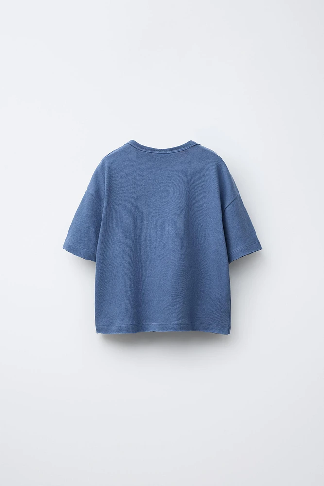 WASHED EFFECT T-SHIRT WITH COTTON AND LINEN