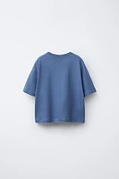 WASHED EFFECT T-SHIRT WITH COTTON AND LINEN