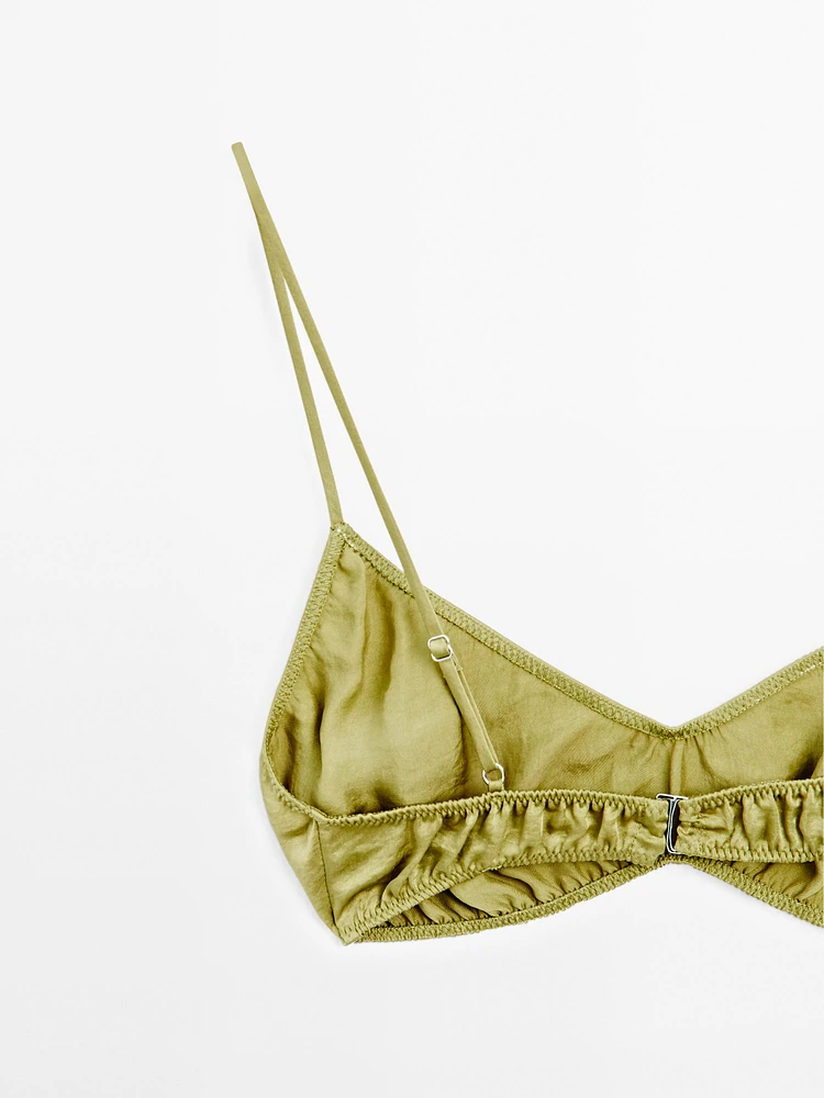 Soutien-gorge triangle satiné froncé - STUDIO