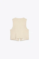 BEADED LINEN VEST