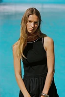 ROBE MI-LONGUE EN MATIÈRES VARIÉES