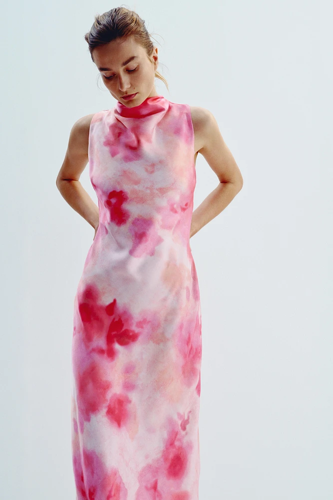 ROBE MIDI SATINÉE TIE & DYE