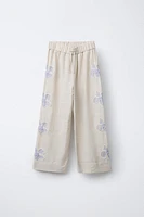 STRAIGHT LEG EMBROIDERED PANTS