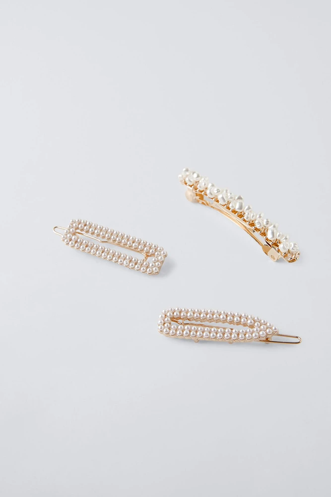 THREE-PACK OF PEARL CLIPS