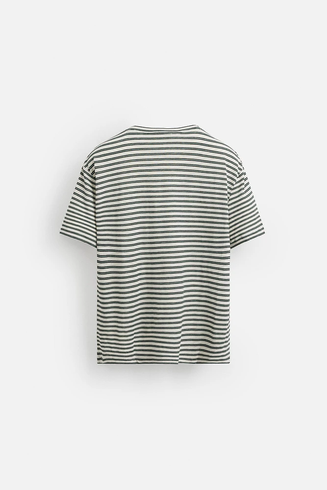 T-SHIRT MÉLANGE LIN RAYURES