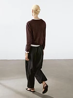 Pull en maille 100 % lin à col rond