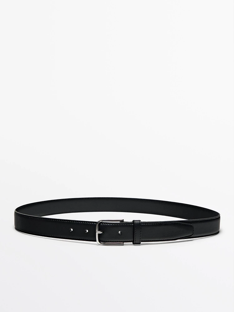 Nappa leather belt with topstitching detail