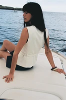 TEXTURED BELTED VEST