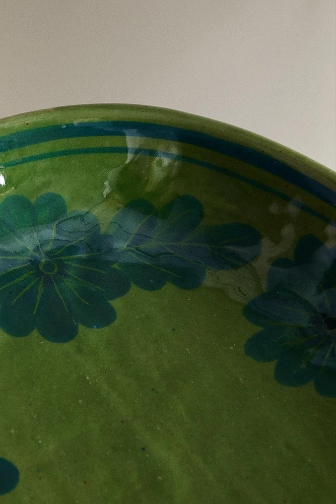 PLAT GRÈS OVALE FLEURS