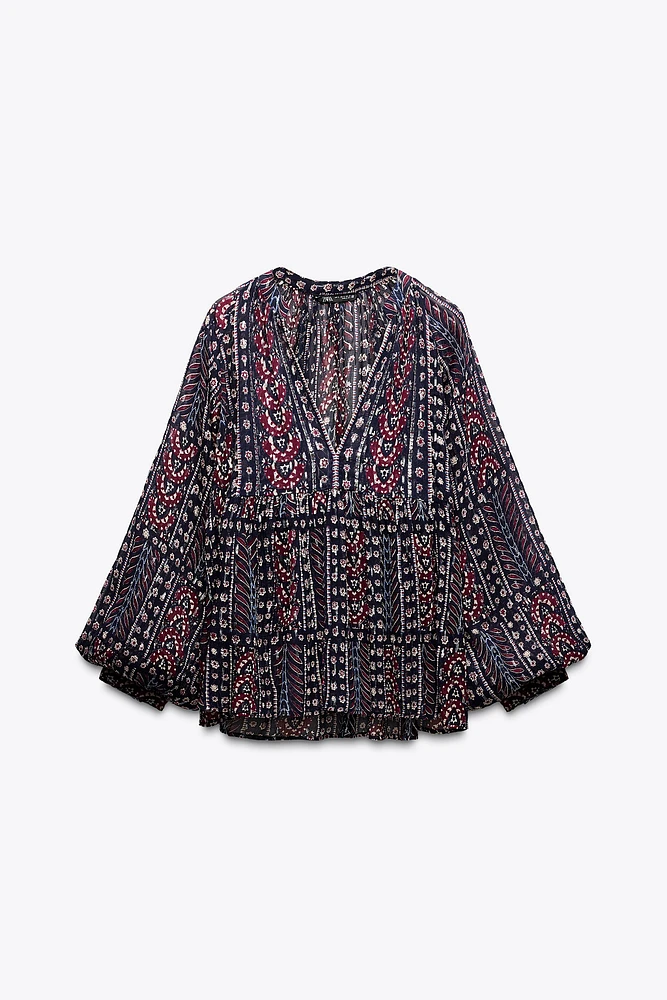 METALLIC THREAD PRINTED BLOUSE