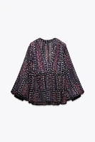 METALLIC THREAD PRINTED BLOUSE