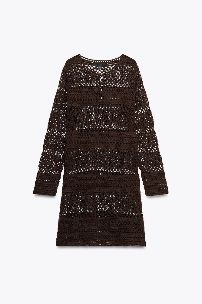 CROCHET KNIT MINI DRESS