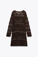CROCHET KNIT MINI DRESS