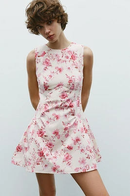 ROBE COMBINAISON À FLEURS EN POPELINE