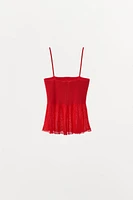 MATCHING RIB KNIT RUFFLE TOP
