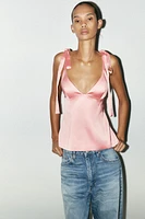 SATIN EFFECT BOW TOP