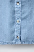 FLOWY RUFFLED DENIM BLOUSE