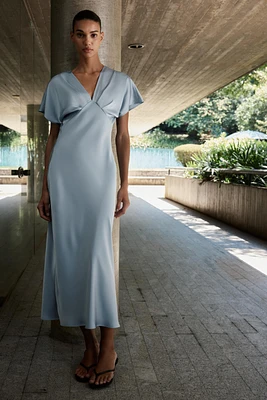 SATIN EFFECT MIDI DRESS