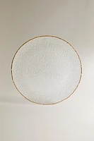 RAISED GLASS SERVICE PLATE WITH GOLD RIM