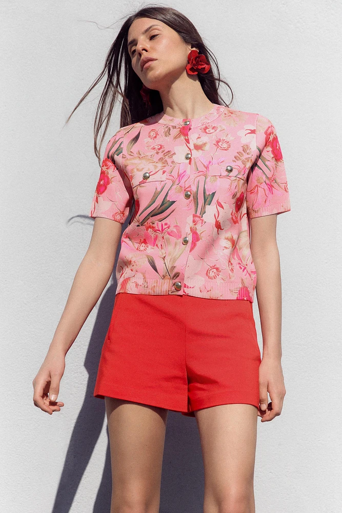 FLORAL PRINT KNIT TOP