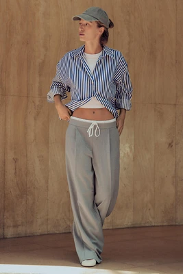 DOUBLE WAIST WIDE LEG PANTS
