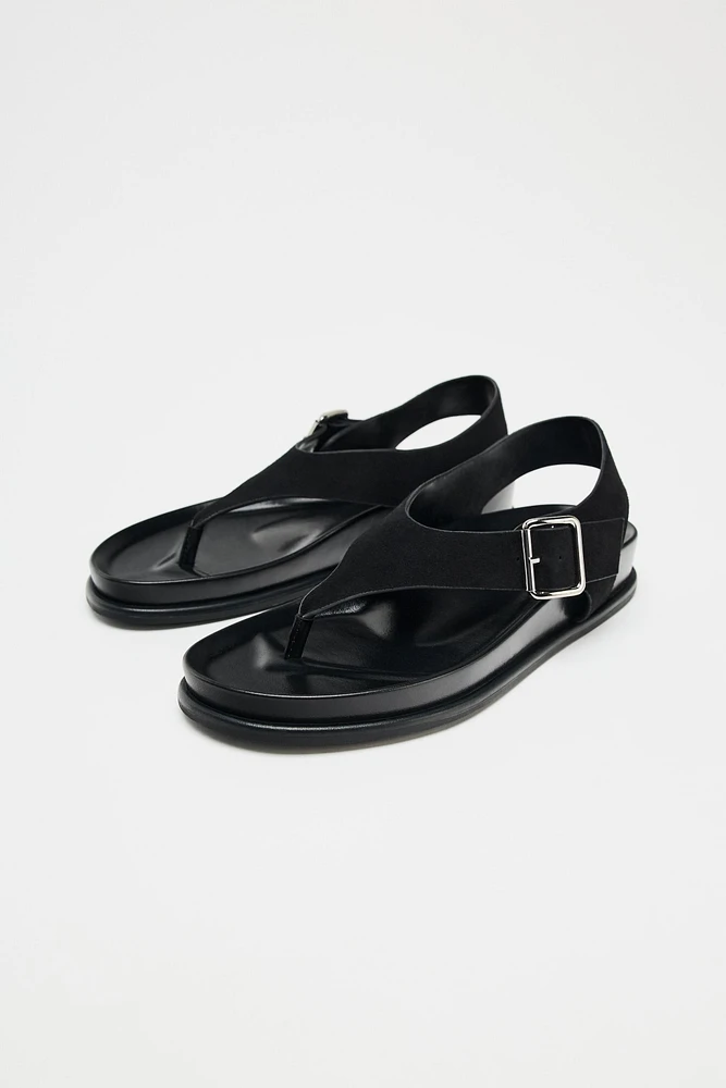 SUEDE FLAT SANDALS