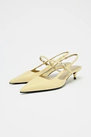 LEATHER KITTEN HEEL SLINGBACKS