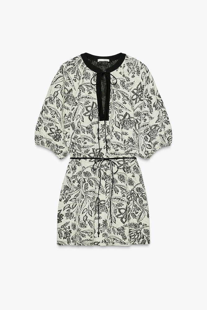 BELTED JACQUARD DRESS