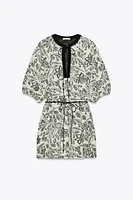 BELTED JACQUARD DRESS