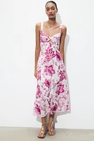 PRINTED DRESS WITH OPENWORK EMBROIDERY