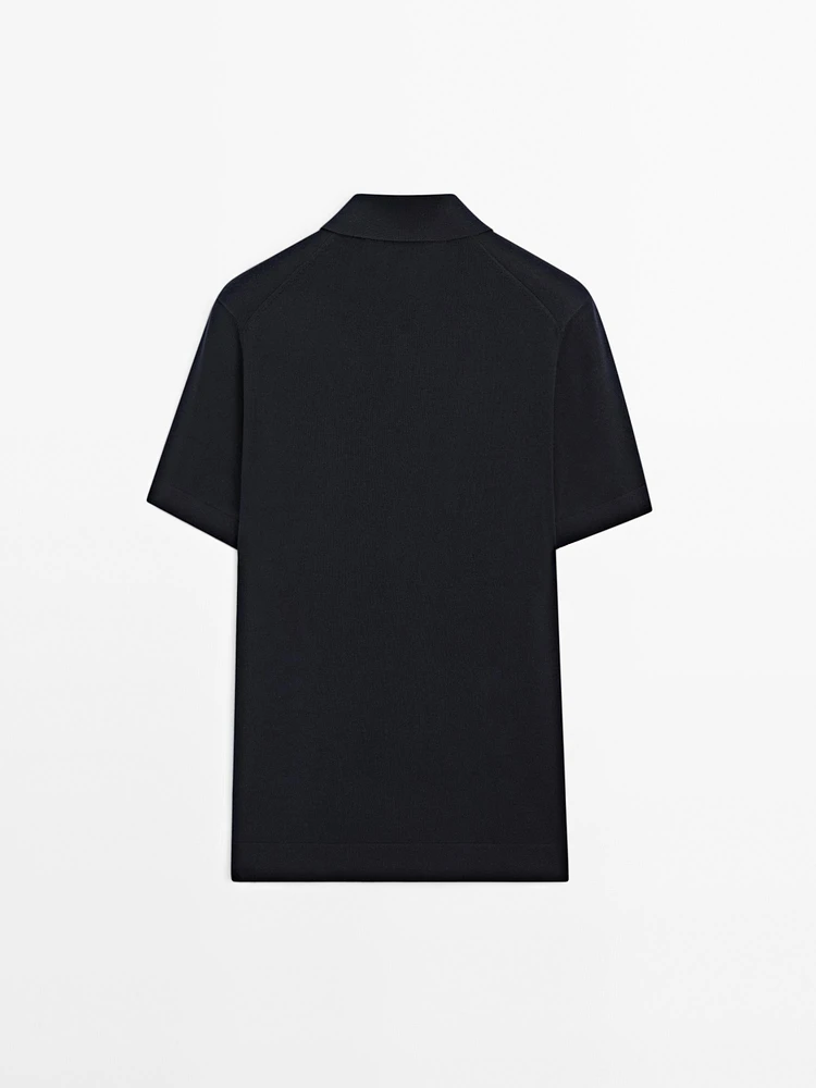 Polo en maille de coton à col zippé