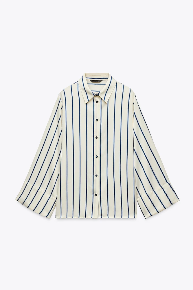 WIDE SLEEVE STRIPED BLOUSE
