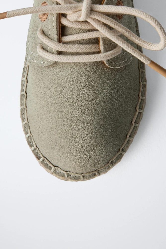 LEATHER JUTE DERBY SHOES