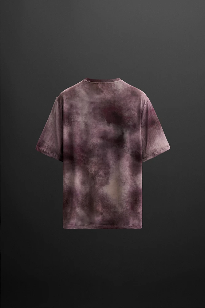 TIE-DYE PRINT PERFORATED T-SHIRT