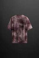 TIE-DYE PRINT PERFORATED T-SHIRT