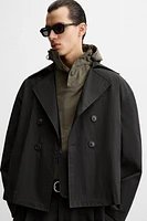 SHORT TECHNICAL FABRIC TRENCH COAT