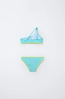 6-14 ANS/ MAILLOT DE BAIN ASYMÉTRIQUE BRILLANT LISERÉS