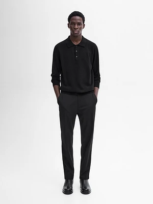 Wool blend polo collar sweater