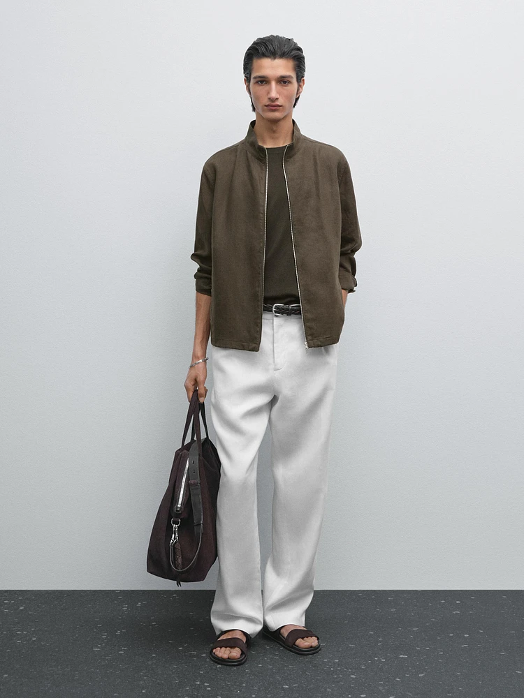 100% linen bomber jacket