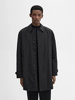 Short technical fabric trench coat