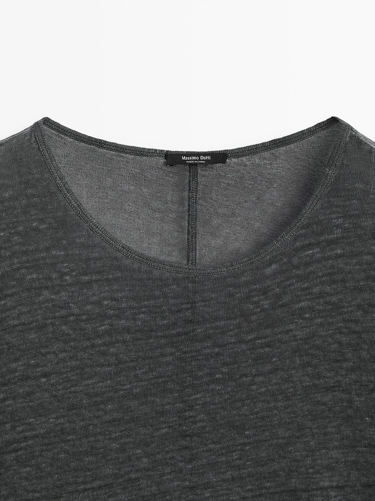 T-shirt 100 % lin à manches courtes