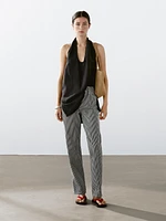 Striped low-rise straight-leg jeans