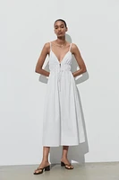 POPLIN MIDI DRESS WITH STRAPS