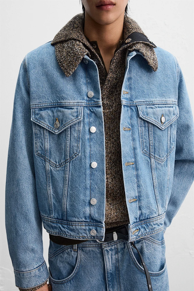 KNIT COLLAR DENIM JACKET X NANUSHKA