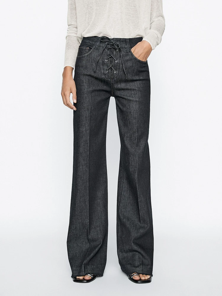 Flared high-waist jeans