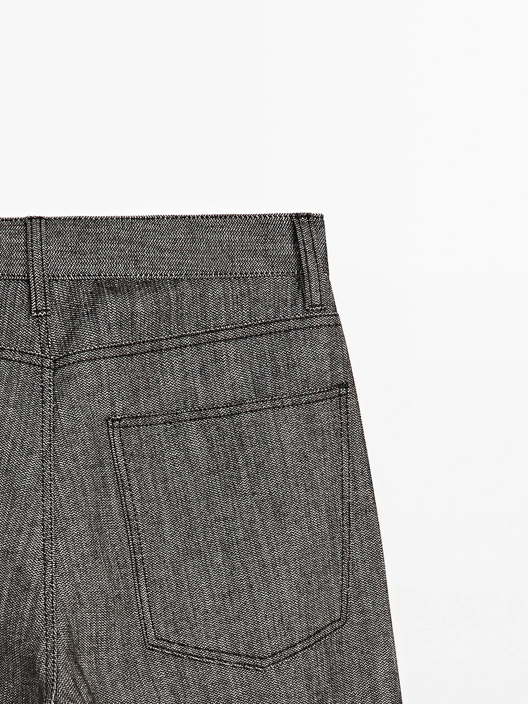 Cotton blend denim trousers