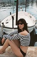 STRIPED COLD SHOULDER TOP