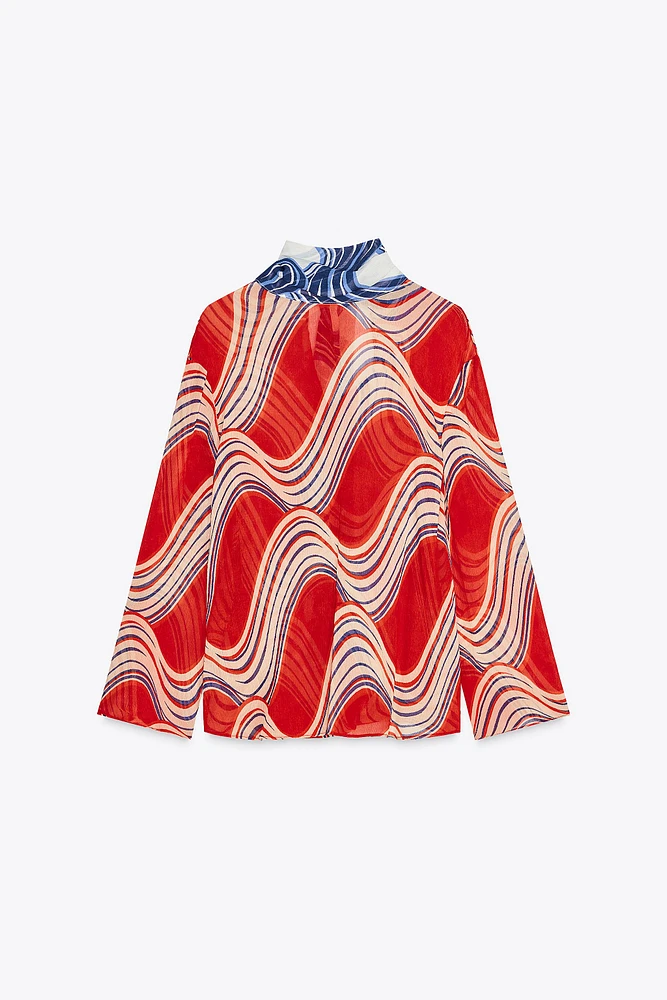ZW COLLECTION PRINTED BOW SHIRT