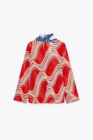ZW COLLECTION PRINTED BOW SHIRT