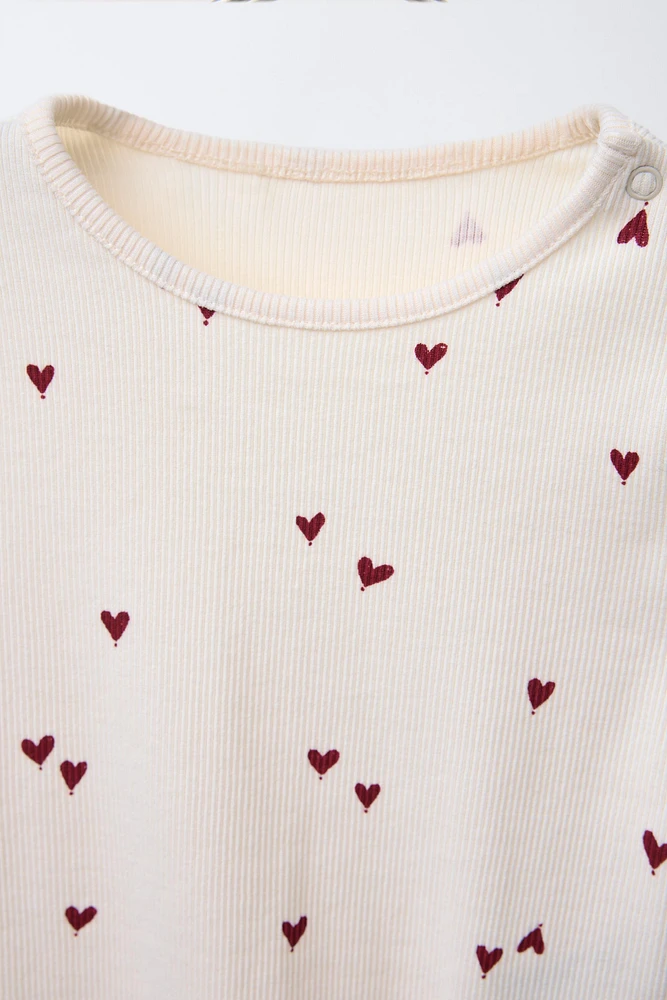 RIBBED HEARTS BODYSUIT AND LEGGINGS SET